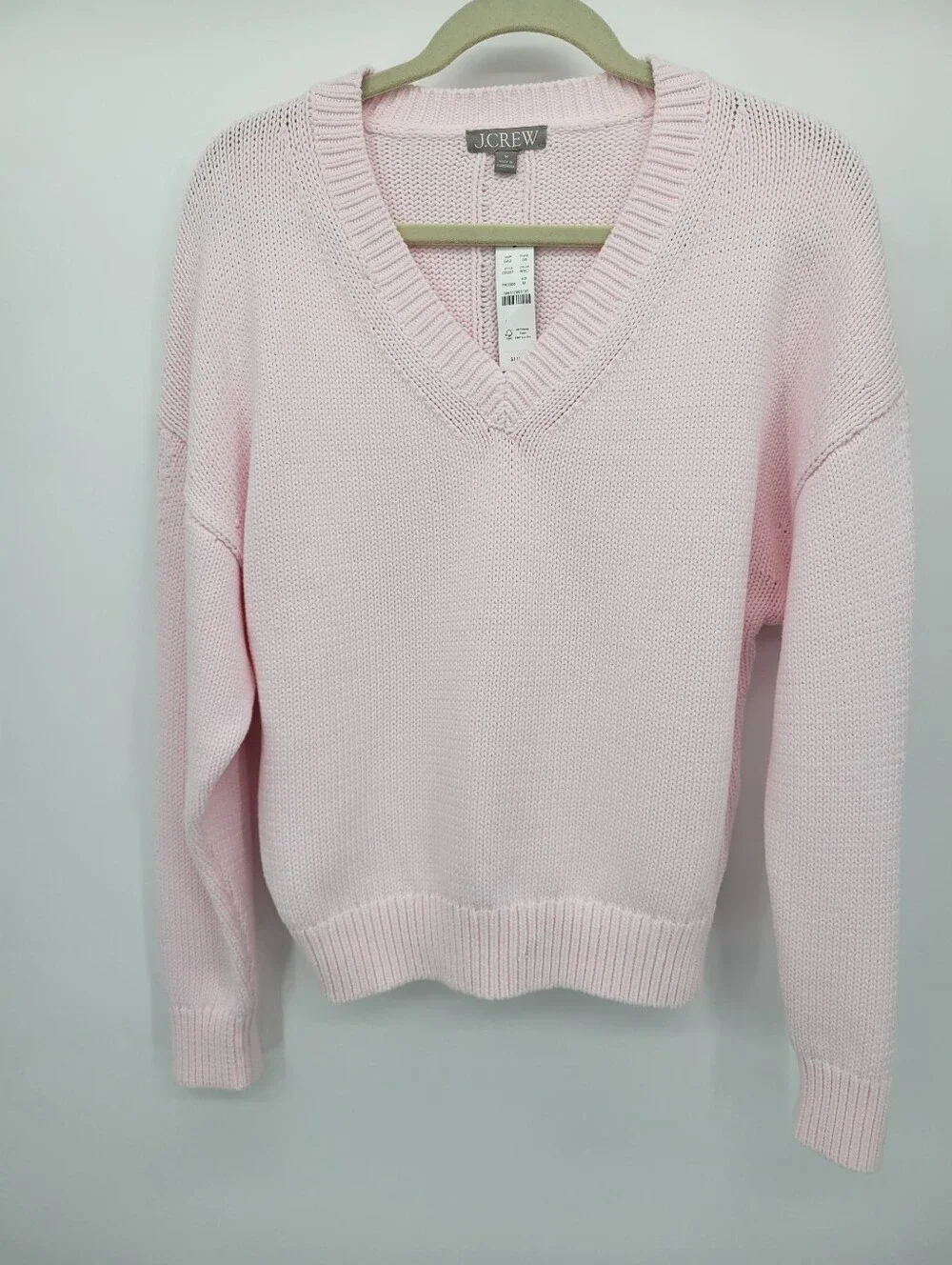 J Crew Cotton-blend V-neck pullover sweater CR357 Size M Pink